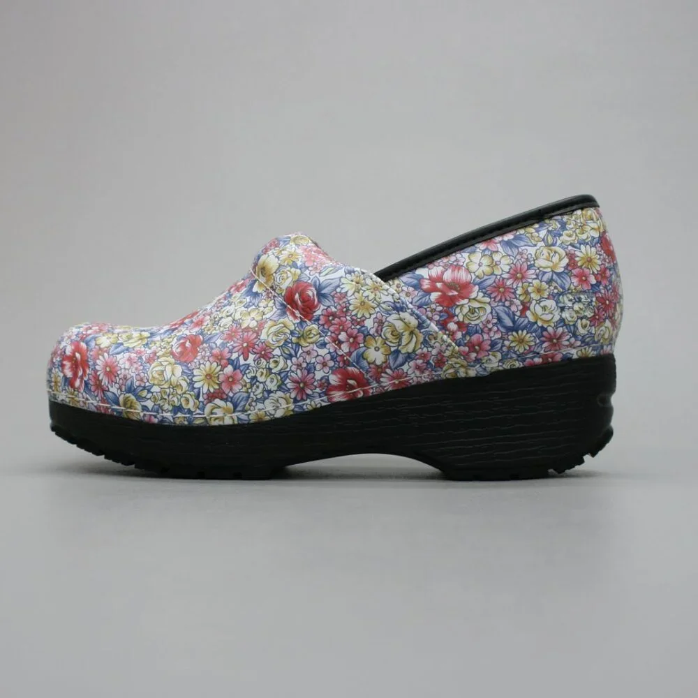 Skechers Ladies 9.5 Candaba Floral Multi Color Leather Nursing Work Clogs Shoes - Picture 2 of 12